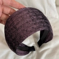 Diadema ancha clásica de punto en tela acanalada morada y negra para peinado de mujer - Morado