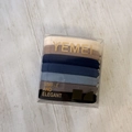 Detailed set of 7 high-elastic hair ties in neutral colors within transparent packaging box - Smooth Blue Coffee Series