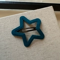 Pinza para el pelo estrella en terciopelo verde azulado con costuras decorativas - Estrella Azul