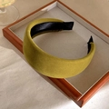 Elegant moss green velvet wide headband with premium plush texture and padded design - Moss Green (Yellow)