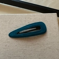 Deep teal velvet drop-shaped BB hair clip with elegant manual stitching on fabric - Blue Waterdrop Style