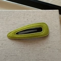 Velvet green water-drop triangle hair clip with textured fabric finish and metallic clasp - Yellow Water Drop Style
