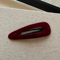 Elegant deep red velvet BB hair clip with triangular hollow design and metal base - Red Waterdrop Style