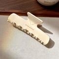 Pinza para el cabello rectangular de acetato crema con texto dorado Barrette La France - Blanco Roto