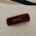 Elegant rectangle BB hair clip with premium dark red velvet finish and metal snap - Red Square