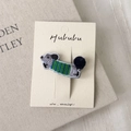 Barrette à cheveux écureuil brodé mignon avec pull à rayures et détail de queue en peluche - Style de Chien Pull Rayé Bleu Vert (A款)