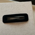 Elegant black velvet rectangular hair clip with a classic metallic BB snap closure - Black Square Style