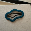 Elegant peacock blue velvet BB hair clip with decorative wavy edges and black metal grip - Blue Cloud Style