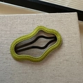 Green velvet wave-shaped BB hair clip with detailed stitching and black metal base - Yellow Cloud Style