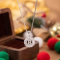 Silver letter B pendant necklace with zircon halo and elegant box chain style - Letter B