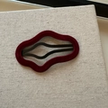 Elegant deep red velvet wavy hair clip featuring a minimalist hollow teardrop design - Red Cloud Style
