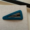 Elegant deep cyan velvet triangle BB hair clip with fine stitching on fabric surface - Blue Large Triangle Style