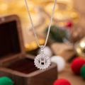 Elegant silver initial H letter necklace with brilliant cubic zirconia in a round pendant - Letter H