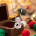 Letter J silver necklace with radiant cubic zirconia pendant on box chain gift set - Letter J