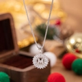 Silver letter M pendant necklace with radiating baguette cubic zirconia stones - M