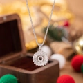Silver pendant necklace with sparkling zircon letter circle in a luxury jewelry box - Letter O