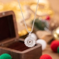 Silver round pendant necklace with letter Q and sparkling cubic zirconia stones - Letter Q
