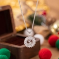 Silver letter S round pendant necklace with zircon halo and elegant gift display - S
