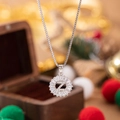Silver letter Z pendant necklace with sparkling zircon baguettes in holiday setting - Letter Z
