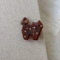 Schicker Essigsaure-Haarclip in Katzenform mit bunten Strasssteinen und Schleife - Braun