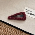 Minimalist wine red knitted triangular hair clip with warm handcrafted texture finish - Triangle BB Clip / Red