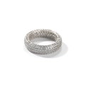 Anello eternity hiphop da uomo in argento con zirconi cubici a pavé completi - US 7 / Argento