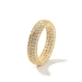 Anello dorato di lusso con cinque file di zirconi bianchi incastonati in micro-pavé - US 7 / Oro
