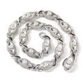 Hip hop herenketting met parels en kristallen pavé op een verzilverd metalen montuur - 7.5 Inch Armband / Zilver
