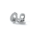 Detailed macro view of silver hollow heart hip hop grillz with sparkling zircons - Silver Hollow Style (GR2264)