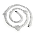 Silberne Herz-Tennis-Halskette mit funkelnden Zirkonia-Steinen für Damen Mode - 16inch / Silber