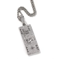 Silver hip hop necklace featuring a 100 dollar bill pendant with zircon stones - Silver + 3mm 24inch Rope Chain