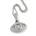 Détail du pendentif œil maléfique hip hop serti de zircone sur une chaîne corde - Pendentif Argent + Chaîne Corde Or 24inch