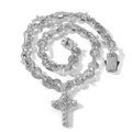Collana hip-hop argento con ciondolo a croce, dettaglio cuore e pietre in zircone - Catena Infinito Croce Argento