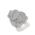 Macro detail of iced-out silver hip-hop dollar sign ring with sparkling zircon stones - US 8 / Silver
