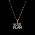 Hip Hop Goldkette mit eisgekühltem God's Plan Anhänger und funkelnden Zirkonsteinen - Gold GOD'S/PLAN Buchstabe mit 3mm 24 Zoll Seilkette