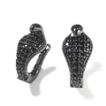 Orecchini a cerchio cobra neri hip hop con zirconi e occhi di cristallo rosso - Nero