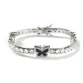 Silver-plated tennis bracelet featuring white zircons and a black butterfly charm - Silver (Black Butterfly)