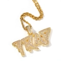 Goldene TRAP Halskette für Herren mit Zirkonia-besetztem Anhänger und eleganter Kordelkette - Gold TRAP Buchstabe mit 3mm 24 Zoll Seilkette