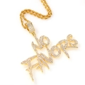 Hip hop gouden touwketting met iced out NO OPS letter hanger en glanzende zirconen - Goud NO FAVORS Letter met 3mm 24inch Touwketting