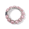 Detail von rosa quadratischen Edelsteinen und Pavé-Kristallbesatz auf Luxus-Armband - Silber-Rosa (Quadratisch) / 7inch