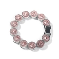 Detailansicht eines Silber-Armbands mit rosa runden Kristallen und kleinen Straßsteinen - Silber-Rosa (Rund) / 7inch