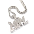 Iced out hiphop hanger met Motivated By Money inscriptie aan een gedraaide touwketting - Zilver MBM Letter met 3mm 24inch Touwketting