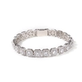Dettaglio macro del bracciale a catena 9mm in argento con zirconi cubici incastonati - Argento / 16cm