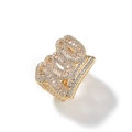 Macro dell'anello hip hop dorato con design numerico 100 e pietre di zircone lucide - US 7 / Oro