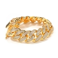 Pulsera cubana dorada de 20mm para hombre con pedrería brillante y cierre de seguridad - 7 pulgadas / Dorado