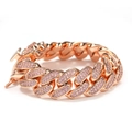 Pulsera Cuban Link 20mm hip-hop para hombre en oro rosa con cristales rosas - 7 pulgadas / Rosa oro