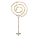 Golden tennis chain necklace with pear-shaped zircon and sparkling cross pendant - 20inch / Gold