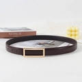 Detail of dark brown leather belt with gold rectangular buckle on an aesthetic setup - 105 / Coffee