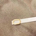 Slim white faux leather belt for women featuring a polished gold oval buckle - 2.8 / 105 / White