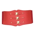 Roter elastischer Taillengürtel mit goldenen Metallschnallen für Damenkleider - Rot